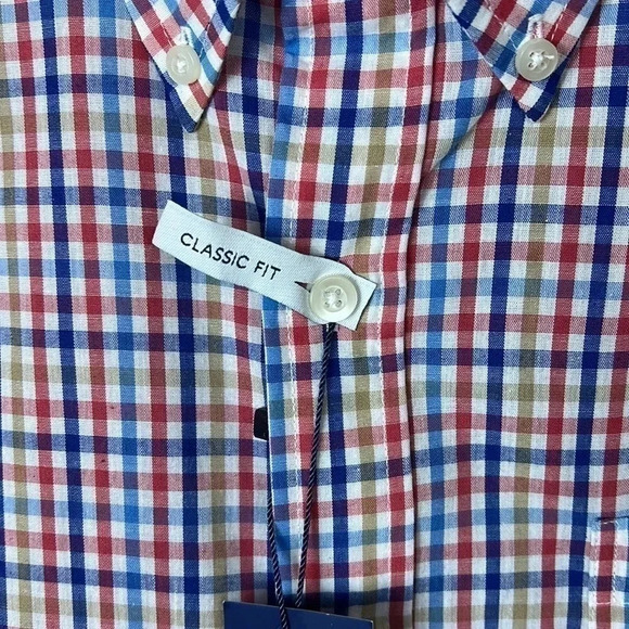 Saddlebred Office Work Gingham Plaid Classic Fit Button Down Shirt Large NWT - Picture 3 of 6